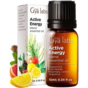 100% Pure Natural Active Energy Essential Oil (0.34 Fl Oz) Blend for Diffuser - Gya Labs Energy Aromatherapy Oils - Rejuvenating & Refreshing - 1 of 4