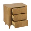 JANSNO Mid-Century Nightstand with 3 Fluted Drawers, Curved Profile & Gold Handles - 3 of 4