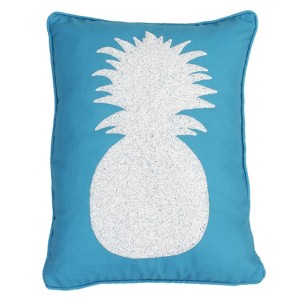 Pineapple Print Lumbar Throw Pillow Blue - Decor Therapy