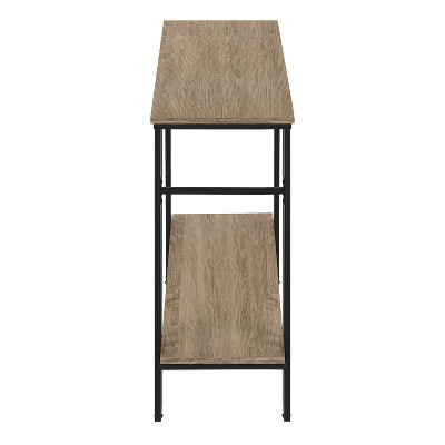 Contemporary Taupe Wood and Black Metal Console Table with Storage