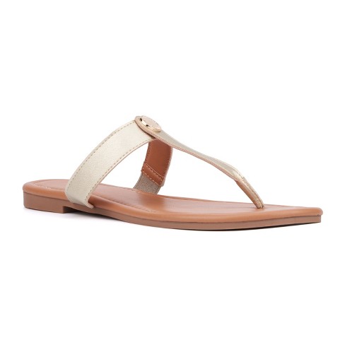 New York & Company Women's Adonia Flat Sandal - Gold, 8 : Target