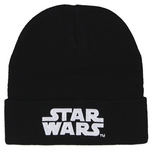 Star Wars Beanie Hat Embroidered Logo Cuff Knit Beanie Cap Black : Target