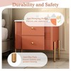 Whisen Modern Minimalist Nightstand with 2 Storage Drawer, Golden Metal Handles and Legs, Unique Textured Design - 3 of 4