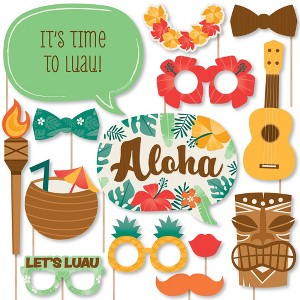 Big Dot of Happiness Tropical Luau - Hawaiian Beach Party Photo Booth Props Kit - 20 Count - 1 of 4