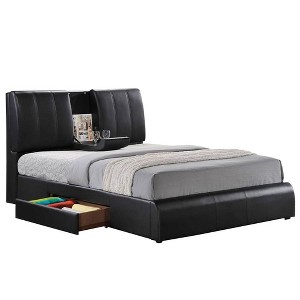 Acme Furniture King Kofi Bed Black Synthetic Leather - 1 of 4