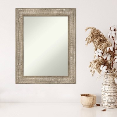 Trellis Silver Wood 30" x 24" Rectangular Wall Mirror