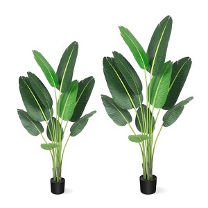 48"Artificial Plant Faux Plant Palm Tree Artificial Bird of Paradise Plant for Indoor Outdoor Office Home Decor Perfect Housewarming Gift - 1 of 4