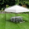 10x10 Pop Up Canopy Tent with 4Pcs Sidewalls, Portable Instant Canopy with 4 Stakes, 4 Ropes, 4 Sandbags for Patio, Outdoor, Camping - 3 of 4