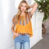 Anna-Kaci Women's Short Sleeve Boho Peasant Top with Tie Front and Striped Print for Casual Everyday Wear - 2 of 4