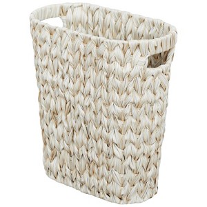 Aoibox Wicker Trash Can, Waterproof Waste Basket for Bathroom, Narrow Small Waste Basket for Bedroom, Office, Cream White 5 Gallon - 1 of 4
