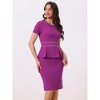 INSPIRE CHIC Women's Crew Neck Short Sleeve Business Elegant Office Peplum Sheath Dresses - 2 of 4