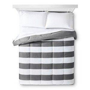 Gray Rugby Stripe Comforter (King) - Room Essentials , Earth Gray