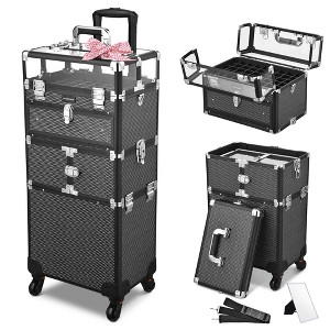 Byootique 2in1 Nail Polish Organizer Rolling Makeup Train Case - 1 of 4