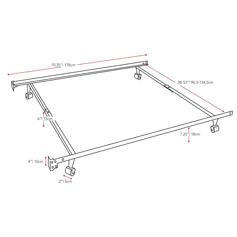 Twin/Single or Full/Double Adjustable Metal Bed Frame - CorLiving, 3 of 4