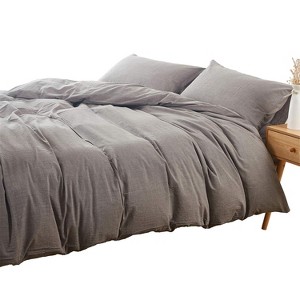 Marciello 3 Piece Cotton Duvet Cover Set Light Grey King - 1 of 4