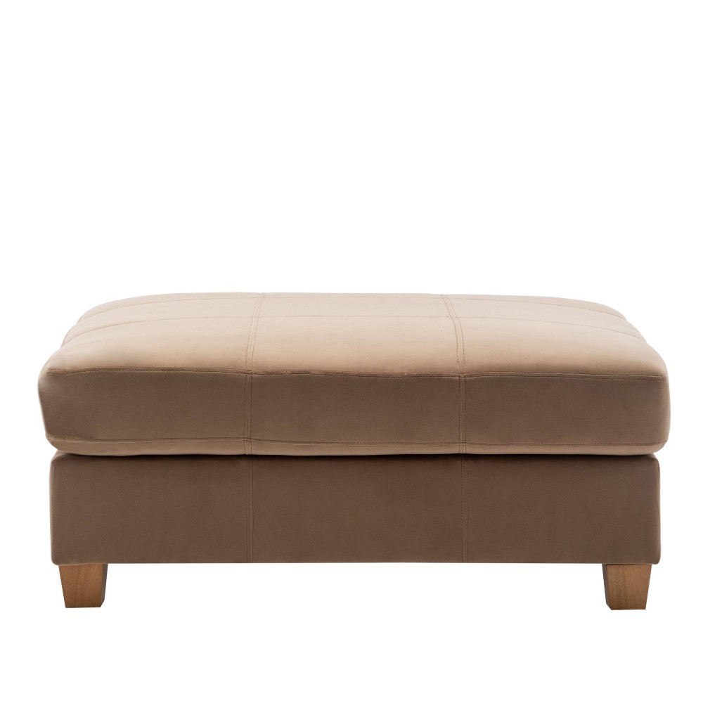 Photos - Pouffe / Bench 40" Rectangle Ottoman with Pillowtop and Exposed Stitching Light Brown Vel