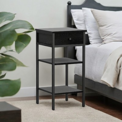 Tall Nightstand - Bedside Table with Drawer and Shelves, End Table, Telephone Table, Tall Side Table for Bedroom