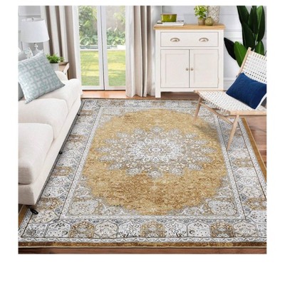 Garvee Washable Area Rugs for Living Room,Large Rugs Floor Carpet, Non-Shedding Vintage Rugs, Low Pile Non-Slip Rug for Bedroom,Dining Room