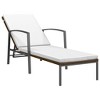 vidaXL 2 pcs Adjustable Sun Loungers with Table, Poly Rattan Brown with Cream White Cushion, Outdoor Garden Patio Furniture, Sturdy Steel Frame - 3 of 4