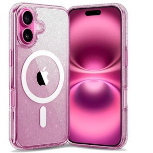 Entronix [Magnetic] Case Compatible with iPhone 16 Plus - [Hard Back] Glitter Clear - 1 of 4