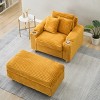 VASIP Green Corduroy Single Sofa with 1 Pillow and 2 Throw Pillows,  Footstool Convertible Storage Space ,for Small Space,Bedroom,Living Room - 4 of 4