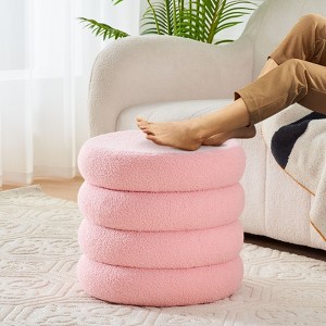 KTMBDW Round Ottoman for Living Room & Bedroom, Pink - 1 of 4