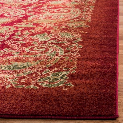 Red and Multi Synthetic Floral Runner Rug - 2'3" x 8'