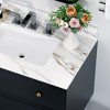 KWPZQEB Marble Vanity Top, with Undermount Rectangular Middle Sink and 4" Height Backsplash, 3 Predrilled Centerset, Carrara white with veins - 4 of 4