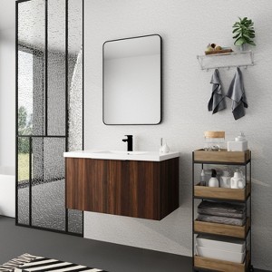 Okak Floating Bathroom Vanity with Sink Combo, Bathroom Sink Vanity with Soft Close Doors/Cabinets, Bathroom Sink Cabinet for Bathroom,Oak - 1 of 4