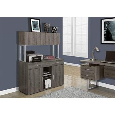 Elegant Dark Taupe Office Credenza with Adjustable Shelving