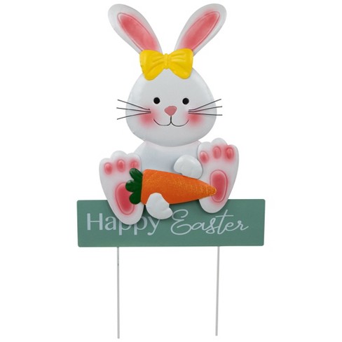 Northlight Bunny With Carrot Happy Easter Outdoor Garden Stake - 18.75 ...