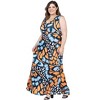 24seven Comfort Apparel Plus Size Orange Butterfly Print V Neck Tie Back Empire Waist Sleeveless Maxi Dress - image 2 of 4