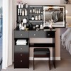 FONTOI 29.2"W/37"W/41"W Makeup Vanity Table with Left Drawer Stool Large Sliding Mirror Capacity Storage for Bedroom Dressing Room, White/Black - 4 of 4