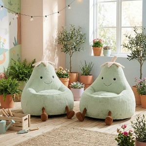 Wooakway 2-Set Beige/Blue/Green/Pink/Purple/Red/Yellow Faux Rabbit Fur Bean Bag Chair Seat with Fill Toddler Sofa for Children Teenagers 24"/30"W - 1 of 4