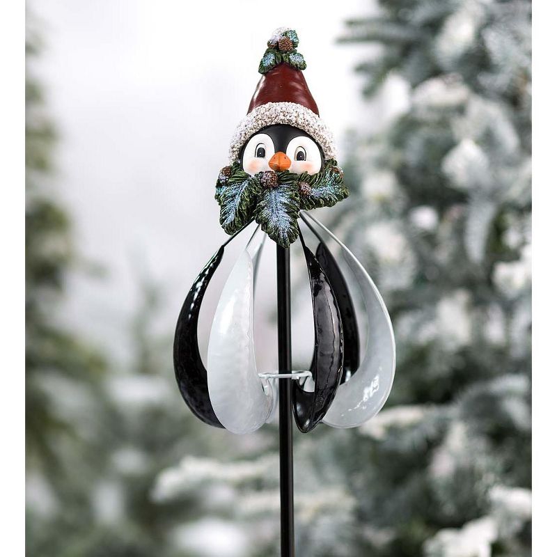 Wind & Weather Metal Holiday Penguin Wind Spinner, 1 of 3