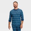 Men's Hanukkah Ribbed Long Sleeve Shirt and Pants Holiday Matching Family Pajama Set - Wondershop™ Blue - 3 of 4