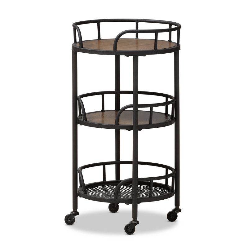 Bristol Rustic Industrial Style Metal and Wood Mobile Serving Cart - Brown - Baxton Studio, 1 of 8