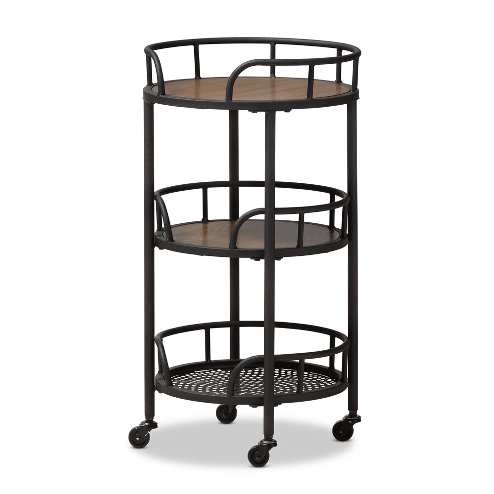 Photos - Other Furniture Bristol Rustic Industrial Style Metal and Wood Mobile Serving Cart - Brown