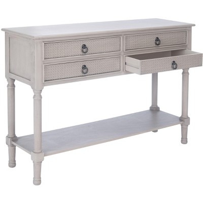 Greige Wood and Metal Hallway Table with Storage