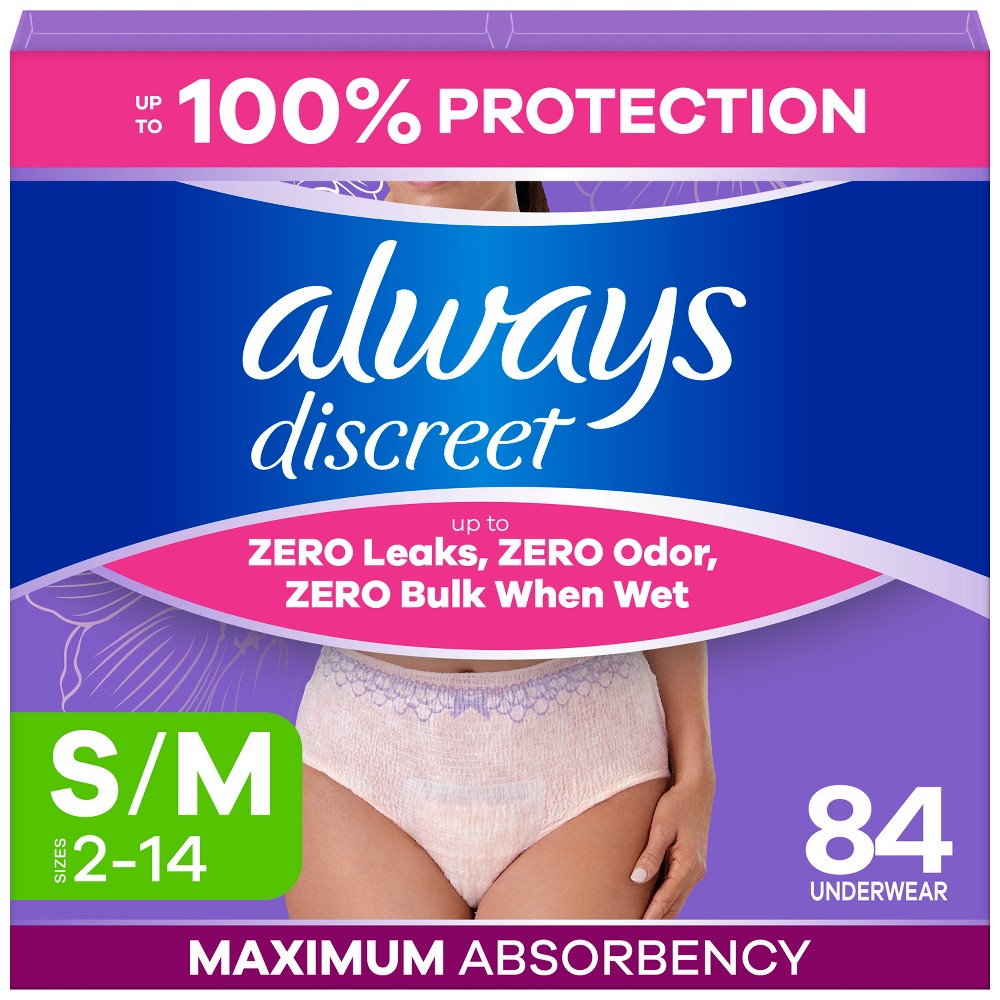 Always Discreet Incontinence Underwear Women's - Maximum Protection - Small/Medium - 84ct