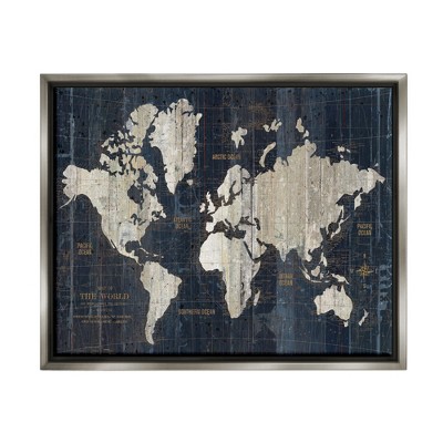 Stupell Industries Distressed Antique World Map Rustic Aesthetic