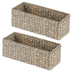 mDesign Natural Woven Water Hyacinth Bathroom Storage Organizer Basket