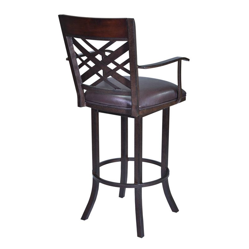 26&#34; Tahiti Arm Faux Leather Metal Counter Height Barstool Brown - Armen Living, 3 of 9