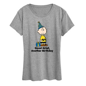 Women's - Peanuts - Good Grief Another Birthday Short Sleeve Graphic T-Shirt - 1 of 4