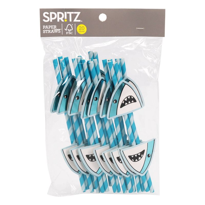 20ct Shark Paper Straws - Spritz&#8482;, 3 of 8