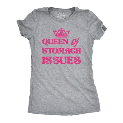 Womens Queen Of Stomach Issues T Shirt Funny Upset Tummy IBS Joke Tee For Ladies - Crazy Dog Women's T Shirt