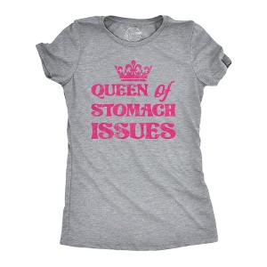 Womens Queen Of Stomach Issues T Shirt Funny Upset Tummy IBS Joke Tee For Ladies - Crazy Dog Women's T Shirt - 1 of 4