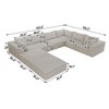 157.6" Blue Corduroy Fabric DIY Combination U Shape Cloud Sofa Deep Seat Couches with 2 Ottomans Double-layer design Removable Cushion No Assembly - 4 of 4