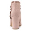BLISSFUL STEP Women's Back to College Party Ruffle Pointed Toe Block Heel Ankle Boots - 4 of 4