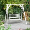 Costway 2-Person Wooden Outdoor Porch Swing Heavy Duty Patio Hanging Bench Chair Brown/White - 3 of 4